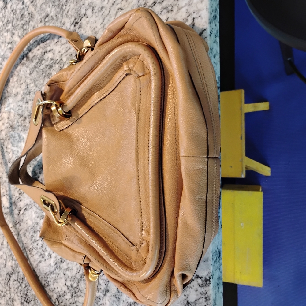 Chloe Tan Leather Triangular Shoulder Bag